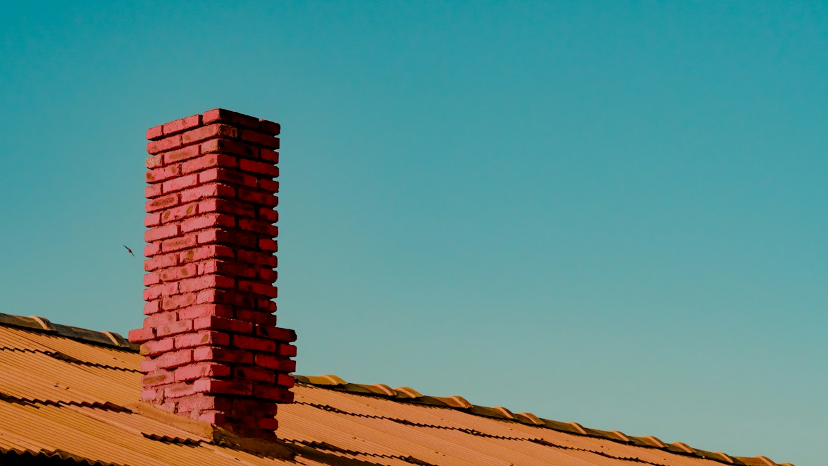 Real residential brick chimney on rooftop in Mill Valley CA